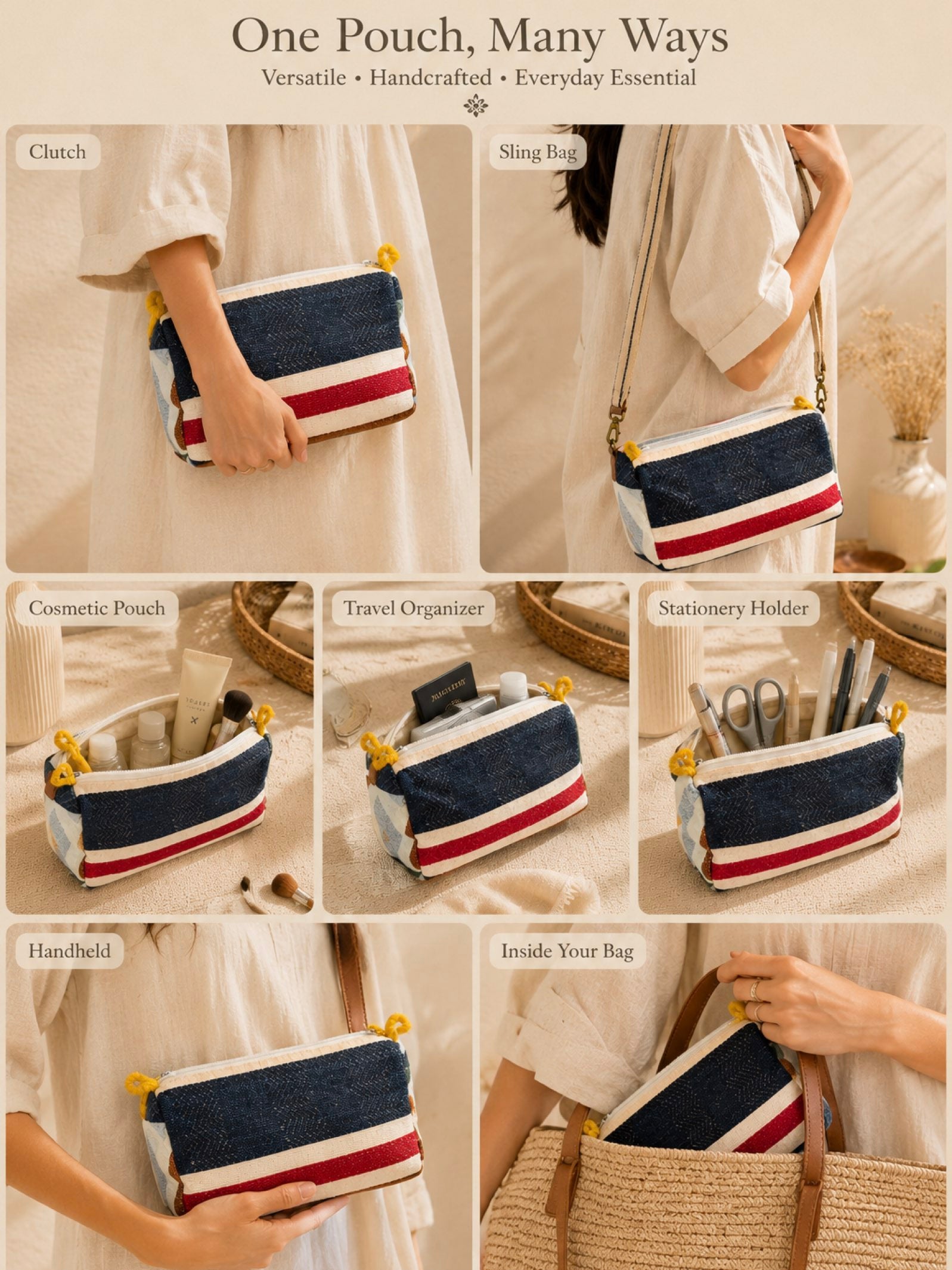2-in-1 Essential Handwoven Travel sling & pouch set