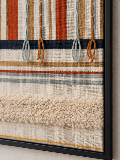 Dessert stripe block print embroidered wall frame