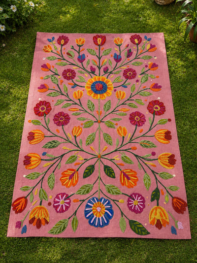 Rosy Meadow Embroidered Anti-Skid Rug