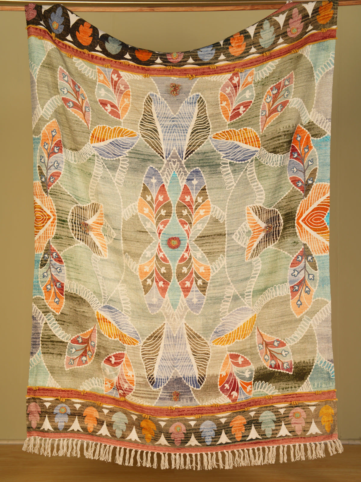 Meadow Leaf Embroidered Throw