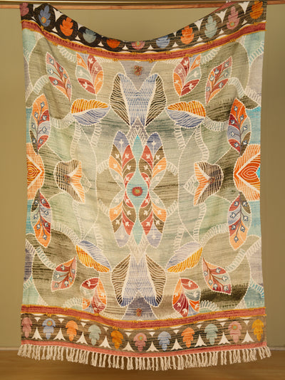 Meadow Leaf Embroidered Throw