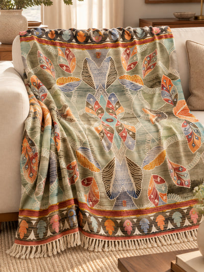 Meadow Leaf Embroidered Throw