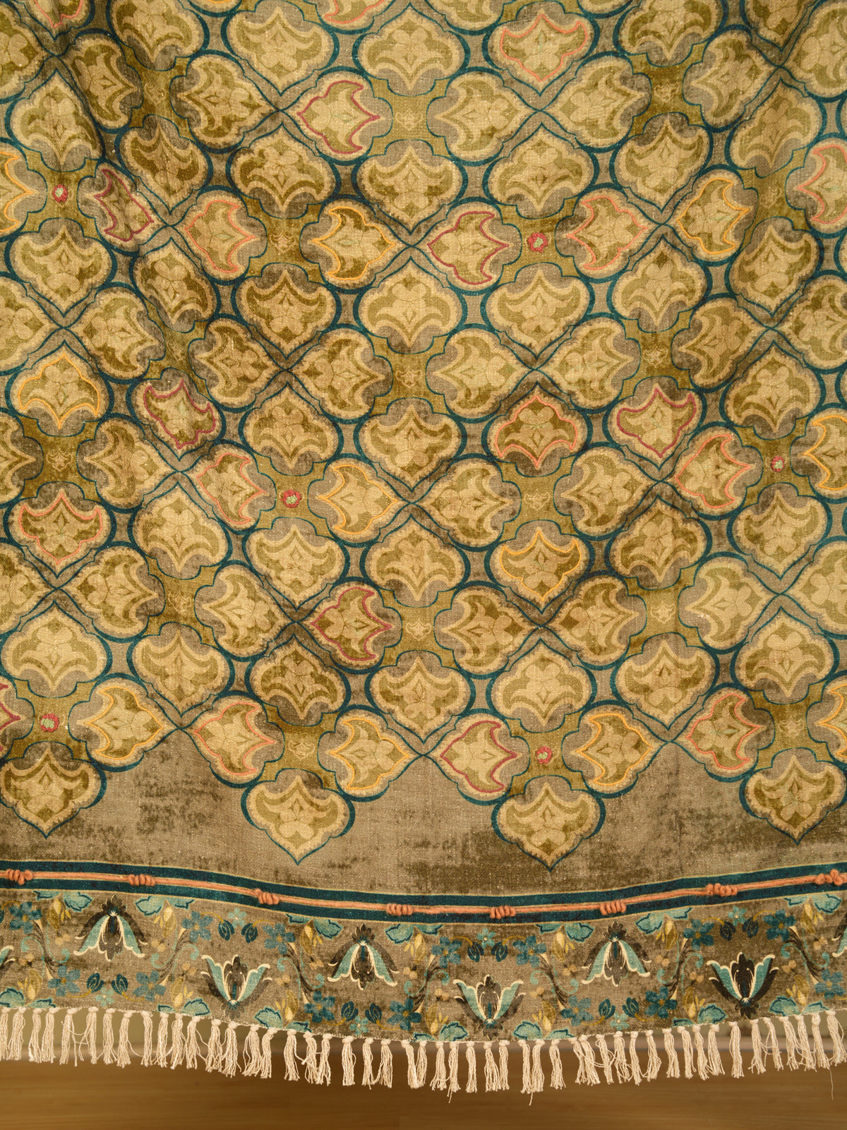 Trellis Olive Embroidered Throw