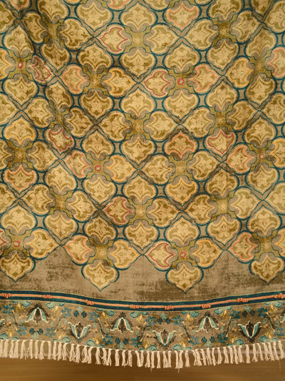 Trellis Olive Embroidered Throw