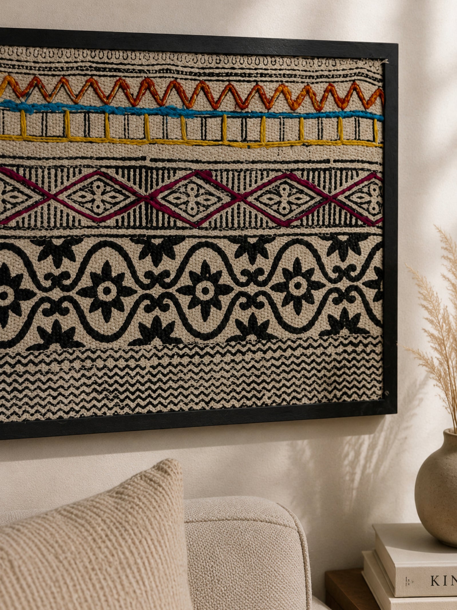 Nomadic Threads Block Printed Embroidered Wall Frame