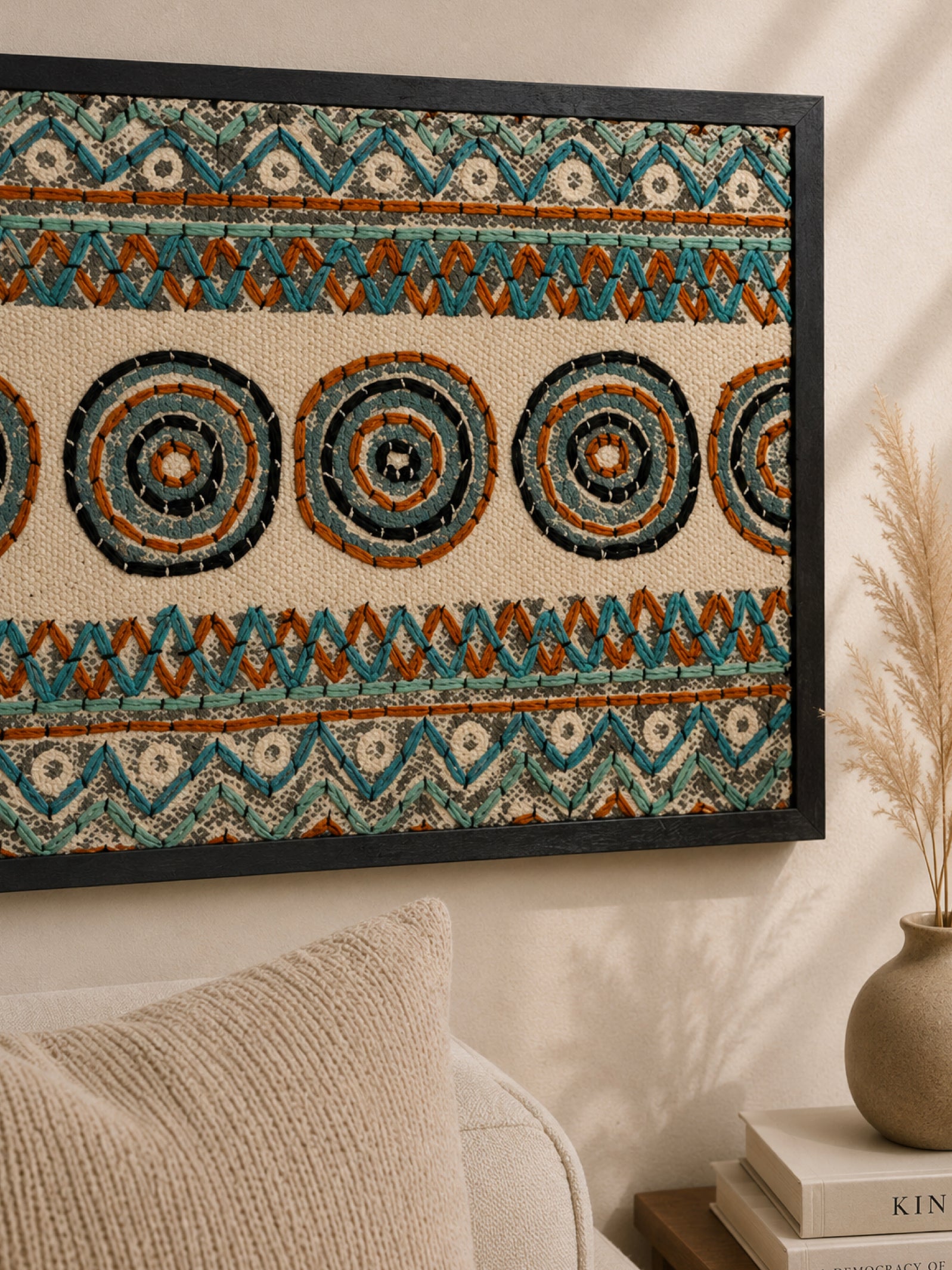 Nomadic Threads Block Printed Embroidered Wall Frame