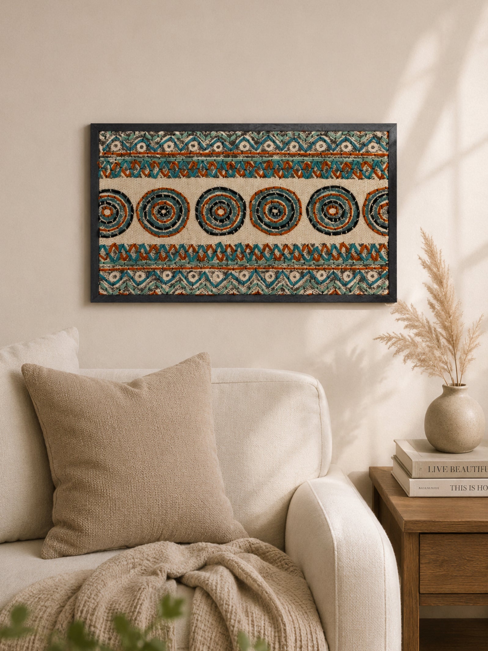 Nomadic Threads Block Printed Embroidered Wall Frame
