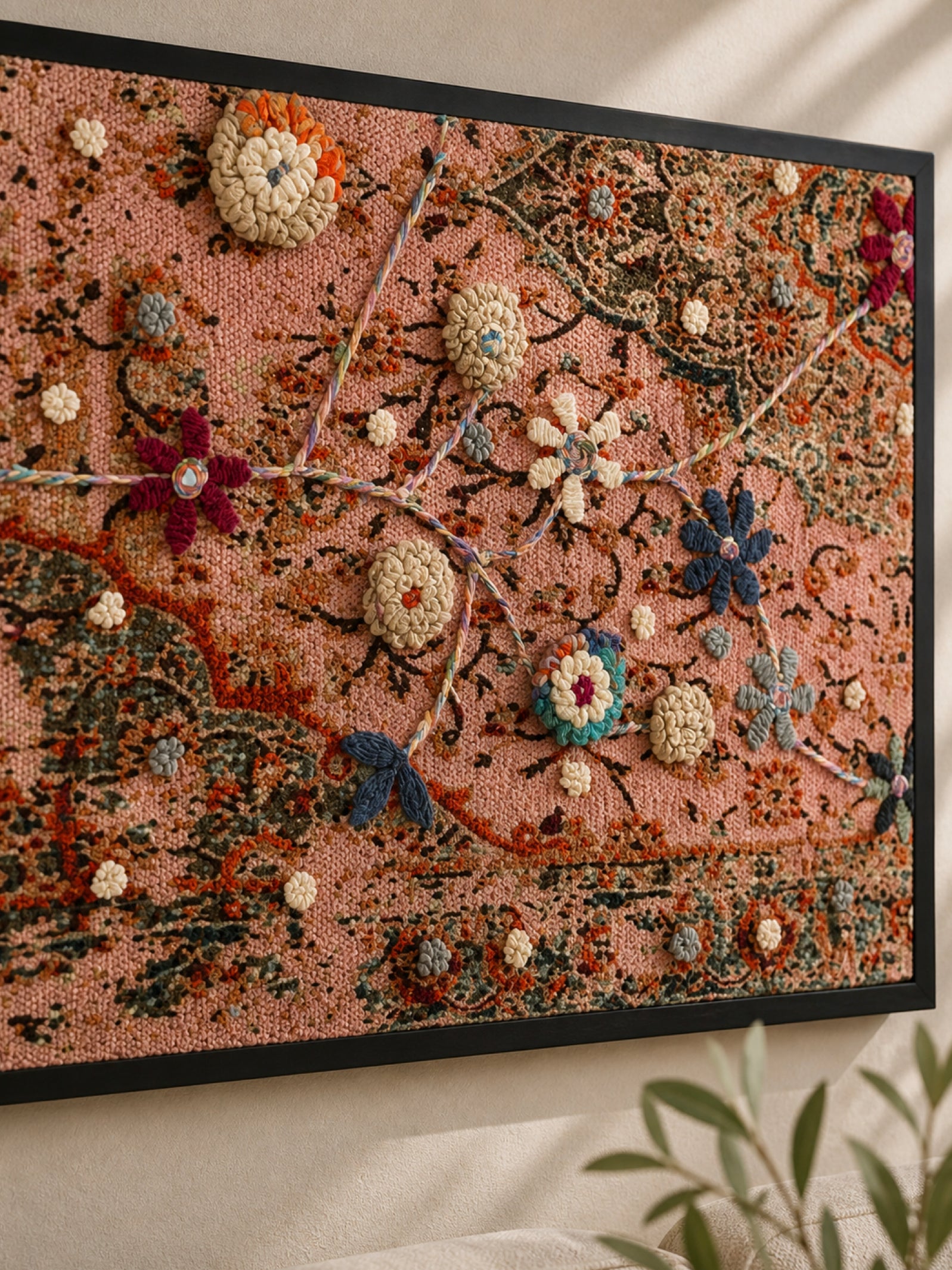 Vintage Bloom Embroidered Wall Frame