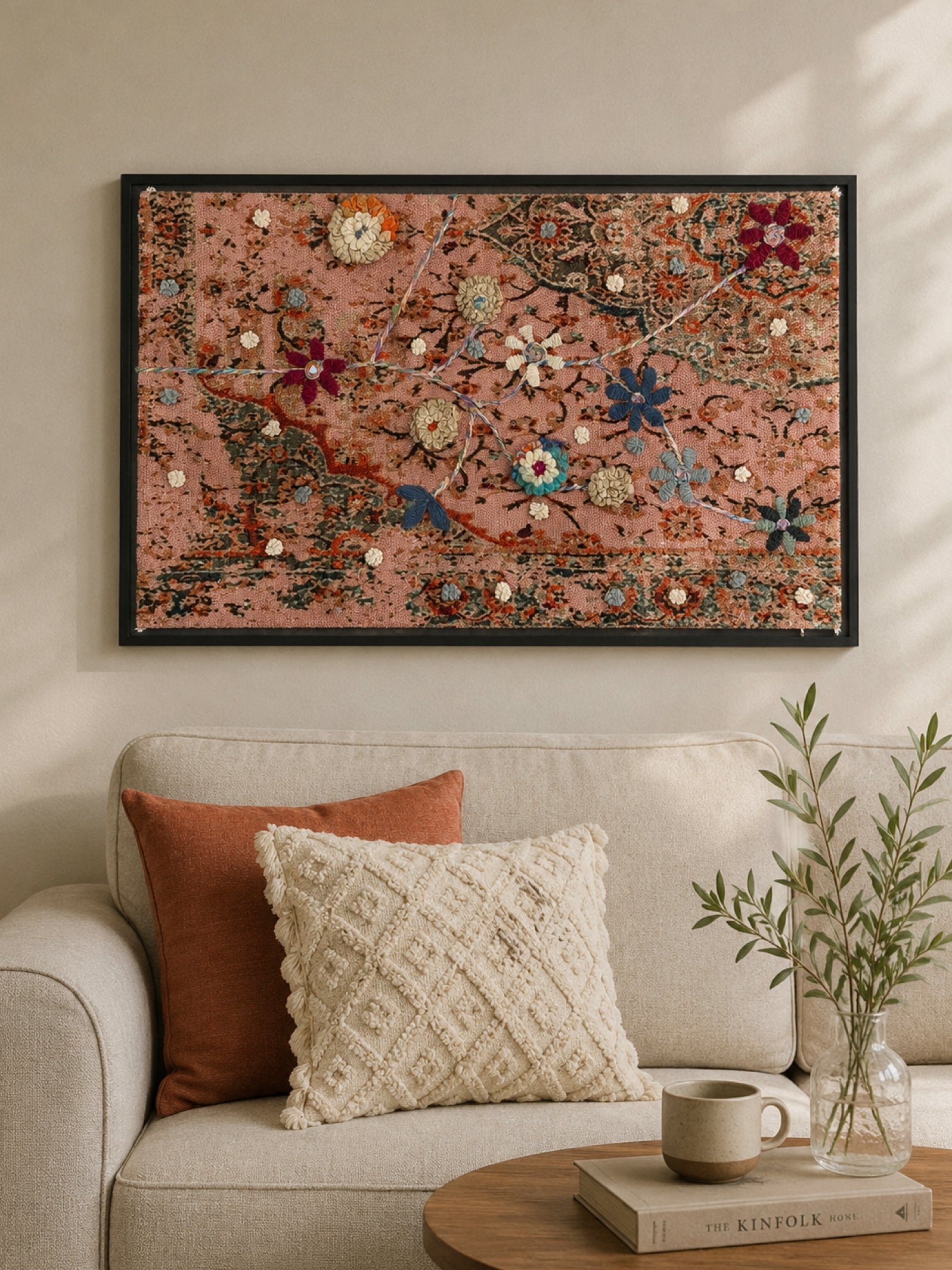 Vintage Bloom Embroidered Wall Frame
