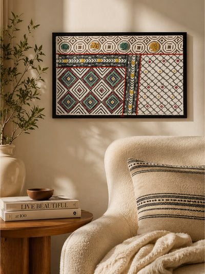 Nomad Geometry Block Printed Embroidered Wall Frame