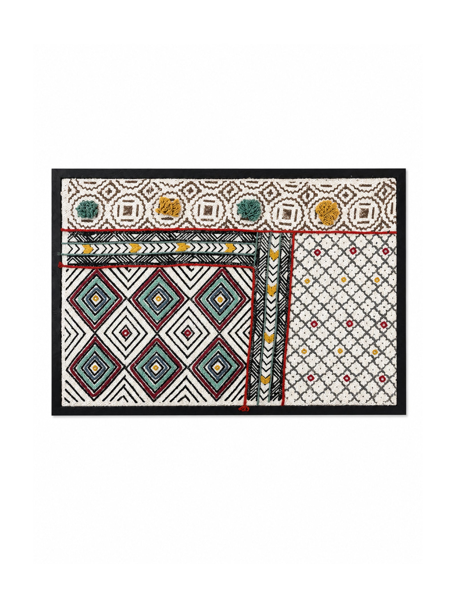 Nomad Geometry Block Printed Embroidered Wall Frame