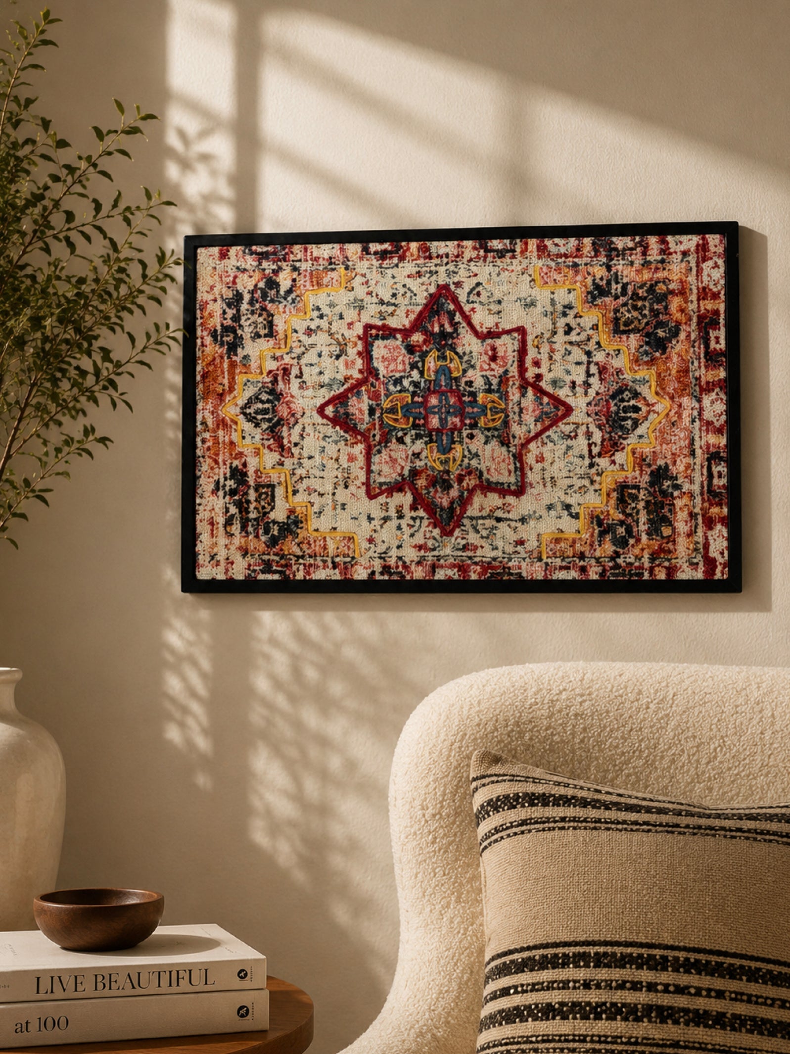 Boho Tribal Starburst Embroidered Wall Frame