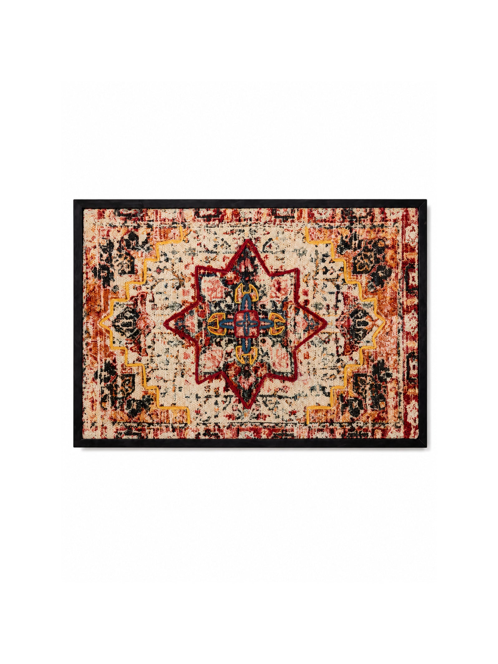 Boho Tribal Starburst Embroidered Wall Frame
