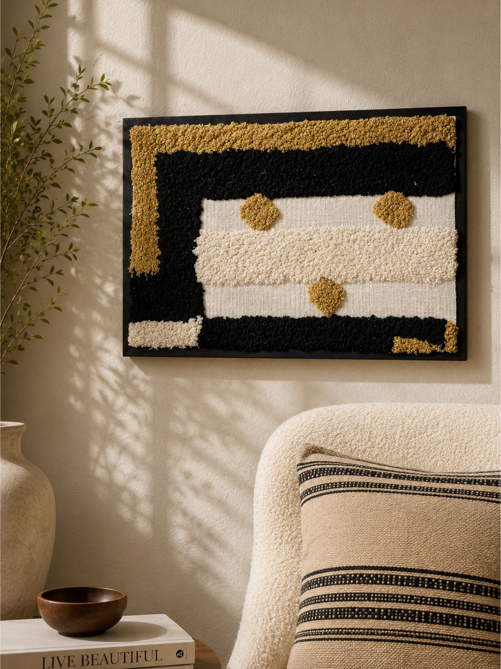 Monochrome Tufted Texture Wall Frame