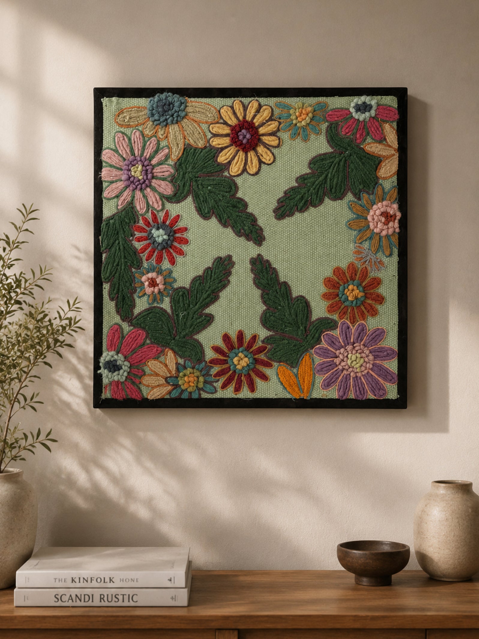 Whispering Vines Embroidered Wall Frame