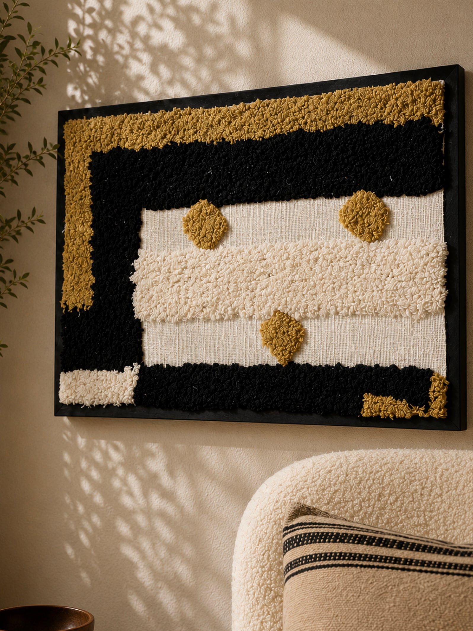 Monochrome Tufted Texture Wall Frame