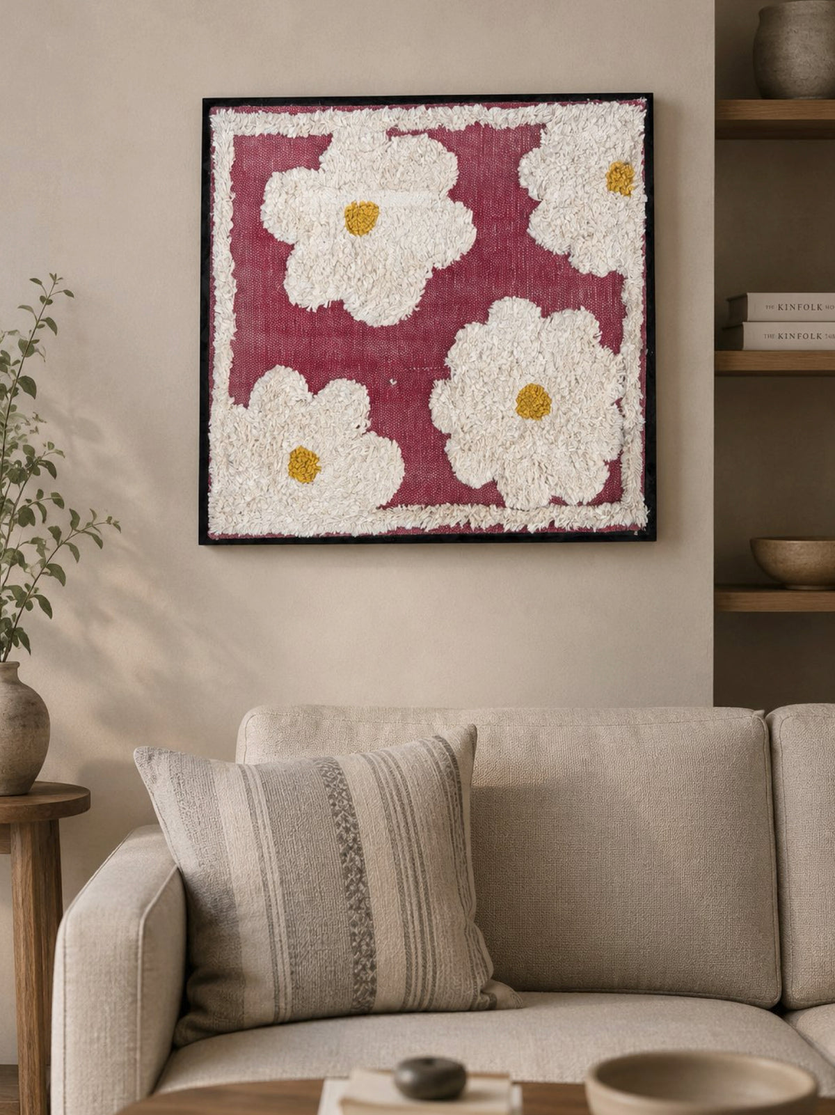 Daisy Blush Tufted Wall Frame