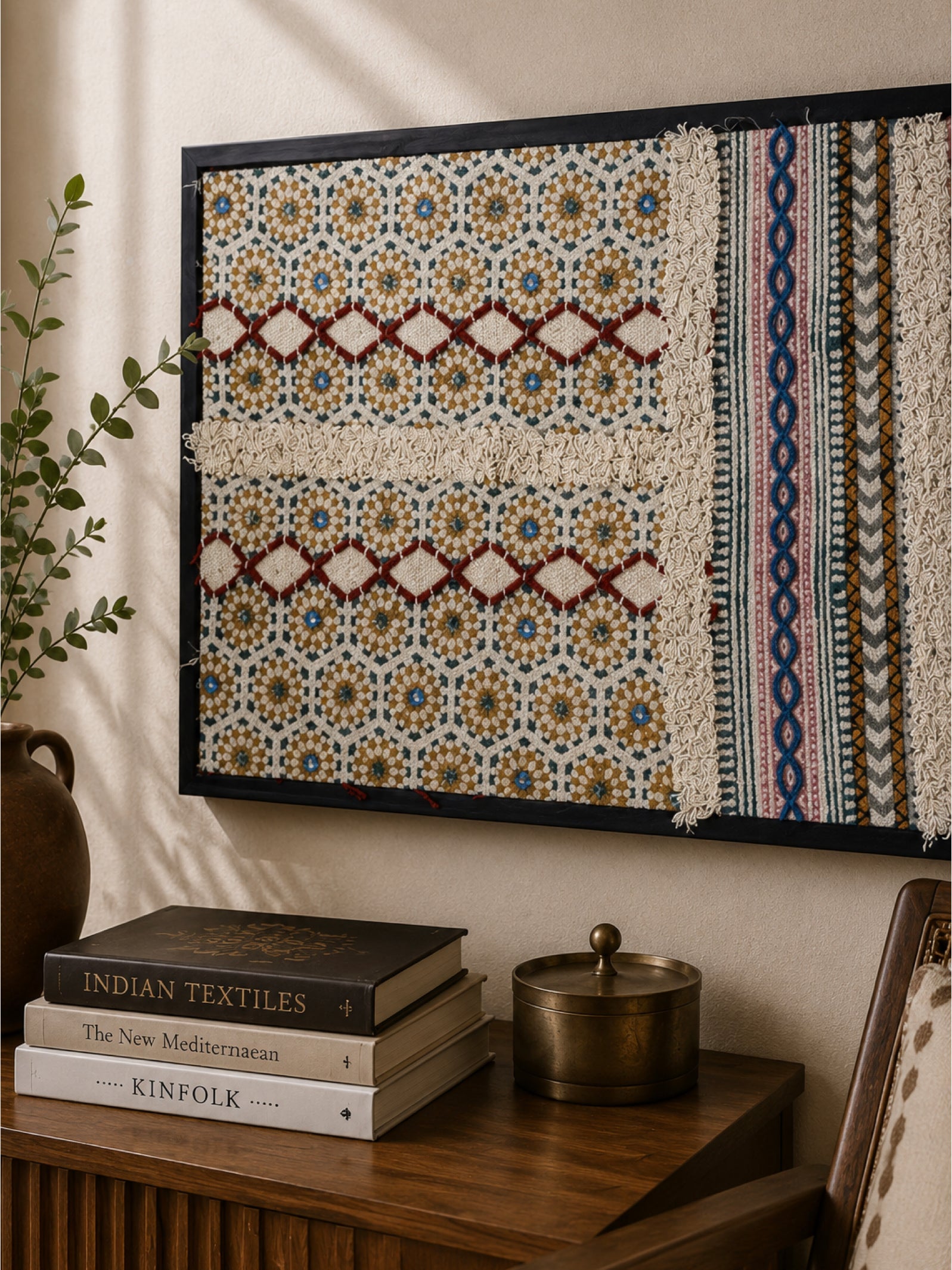 Mosaic Block Printed Embroidered Frame