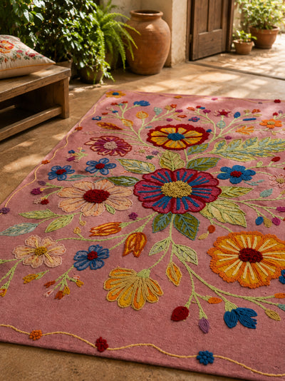 Bloom & Vine Embroidered  Anti-Skid Rug