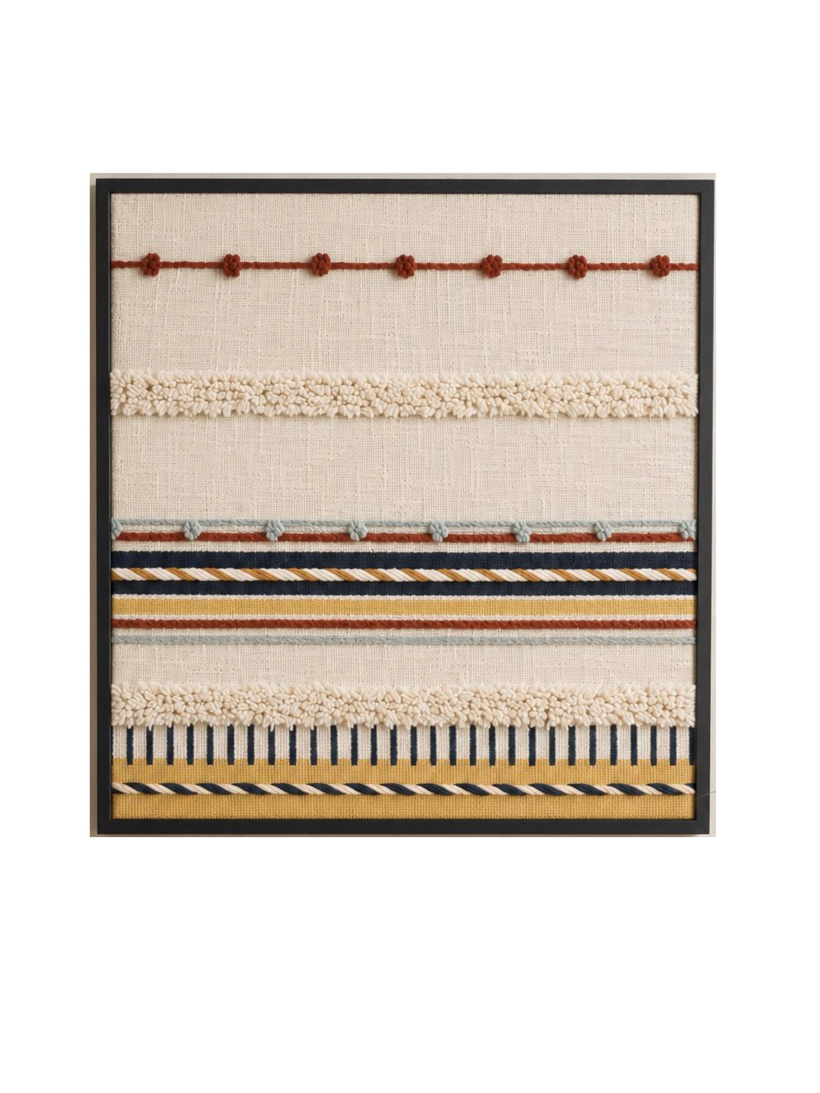 Rustic striped  Block Printed Embroidered Wall Frame