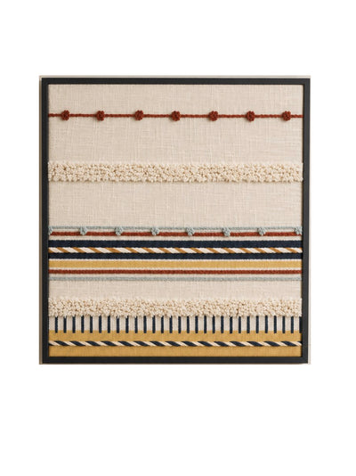 Rustic striped  Block Printed Embroidered Wall Frame