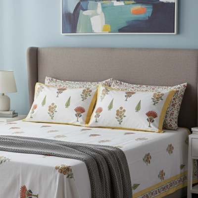 Colors Of The Garden Handblock Bedsheet
