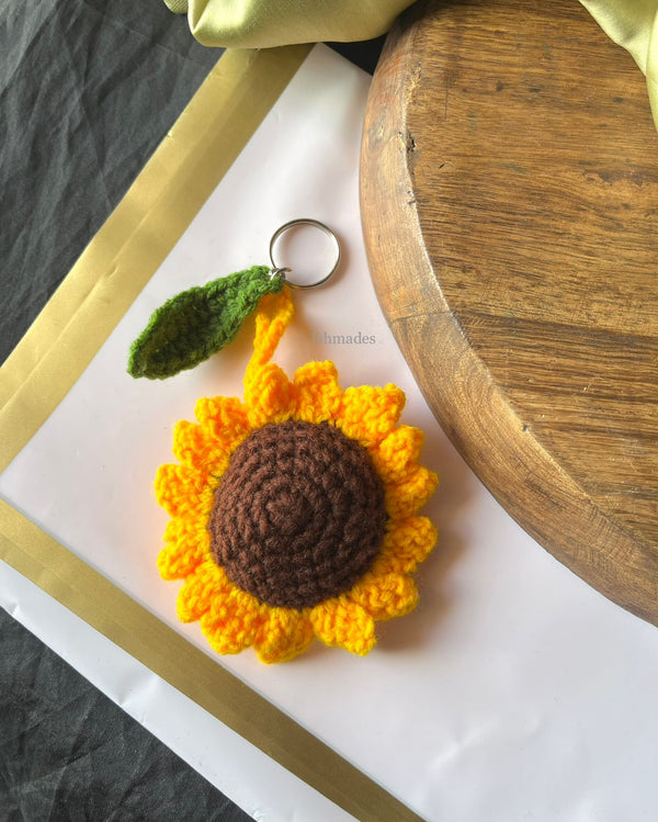 Sunflower Crochet Keychain