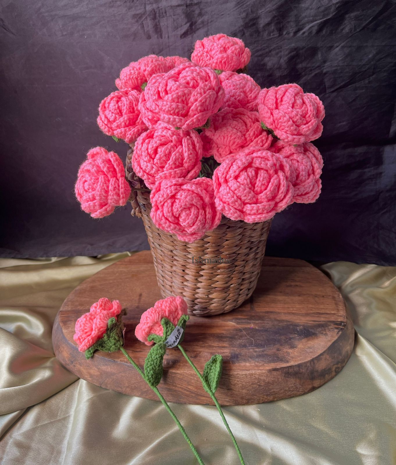 Crochet pink roses (Pack of 3)