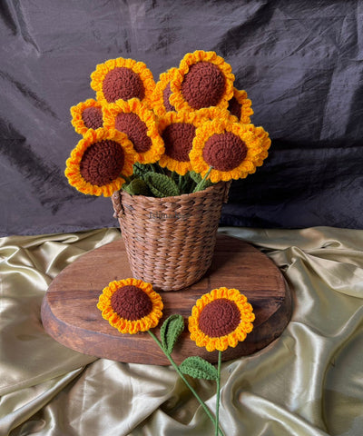 Crochet sunflower sticks (Pack of 3)