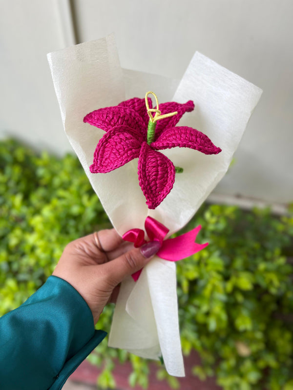 Crochet Pink lily bouquet