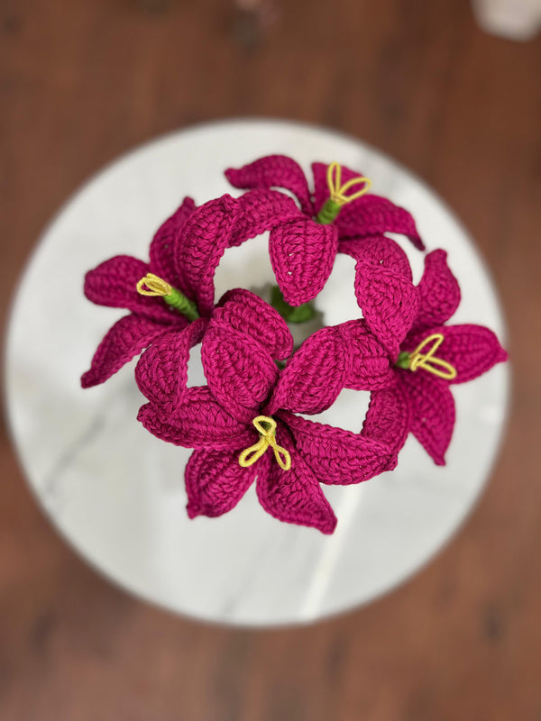 Crochet Pink lily bouquet