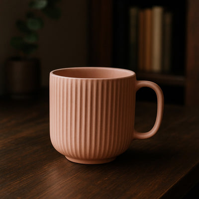 Striped Mug by Glimpse Homes | 330 ml | Set of 2 mugs | Pink Matt