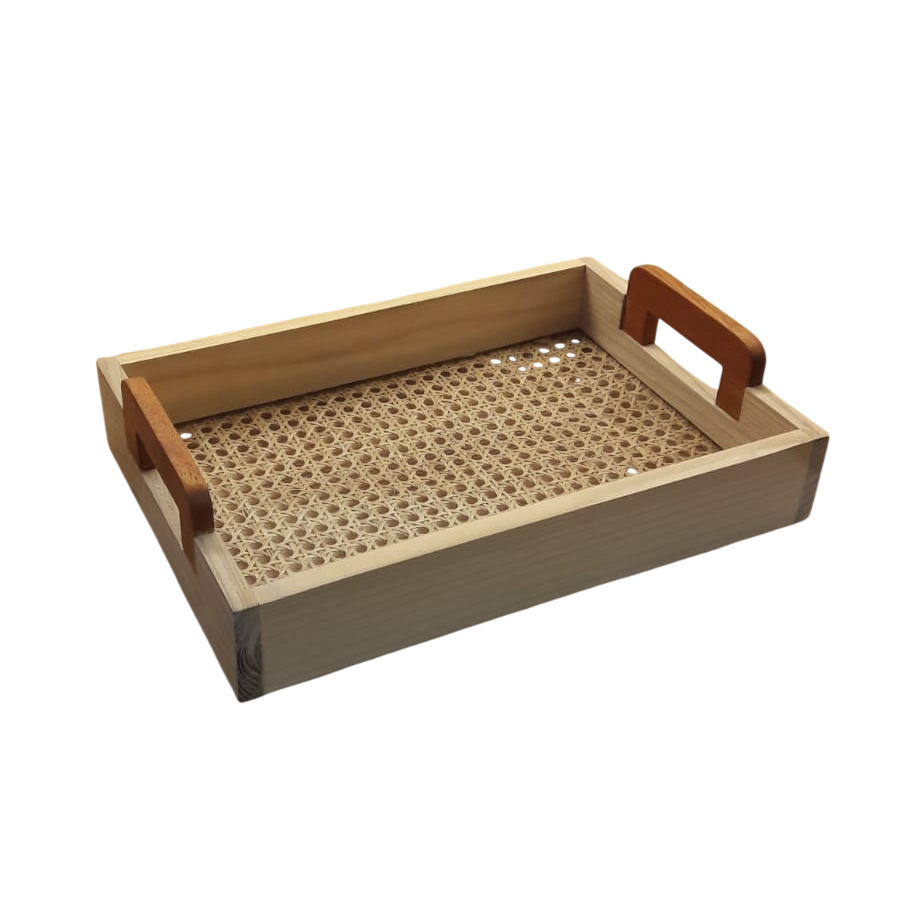 TRAY WITH WOODEN HANDLE