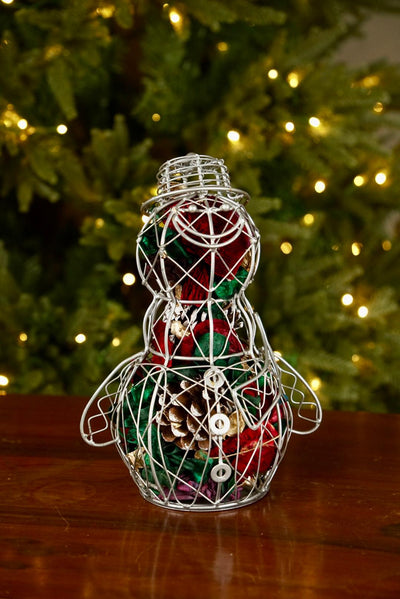 Metal cage snowman Potpourri