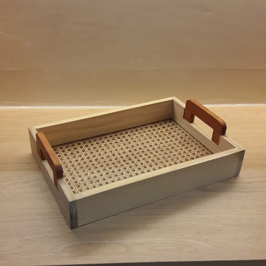 TRAY WITH WOODEN HANDLE