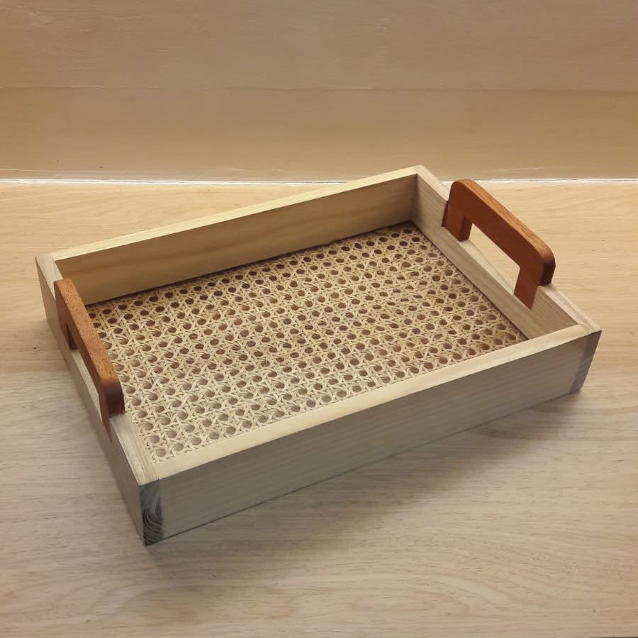 TRAY WITH WOODEN HANDLE