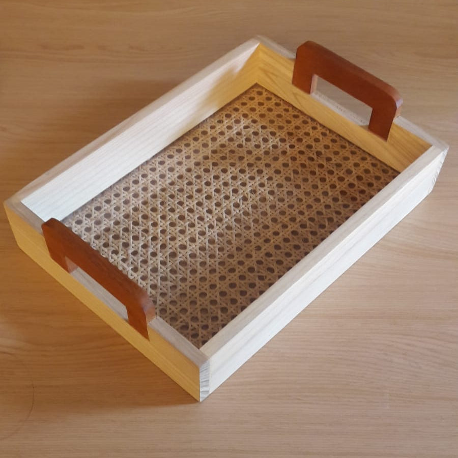 TRAY WITH WOODEN HANDLE