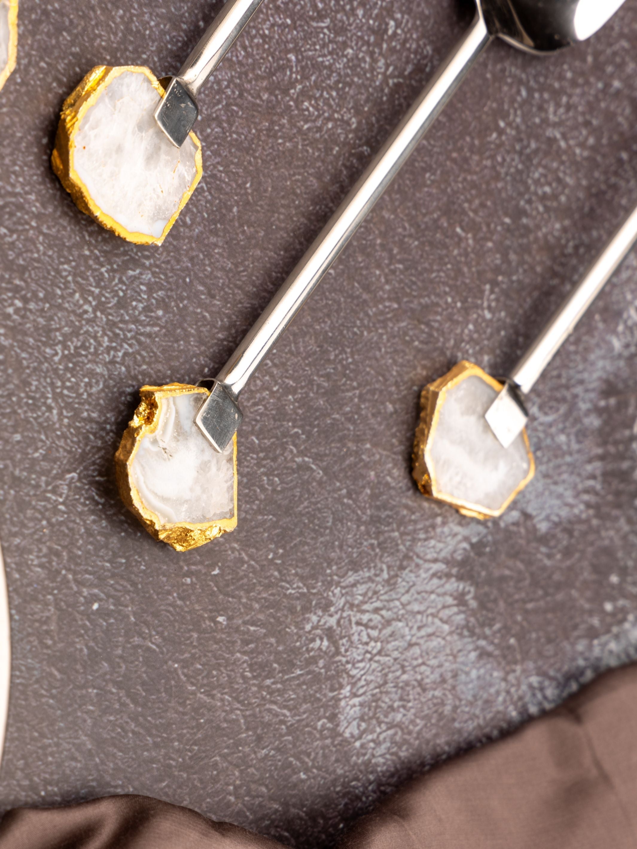 Agate & Metal Cake Server Knife - Silver