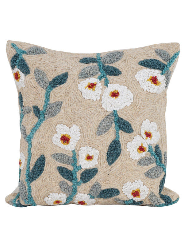 Cushion Cover - White Bloom Embroidered