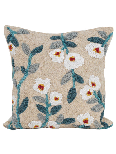 White Bloom Embroidered Cushion