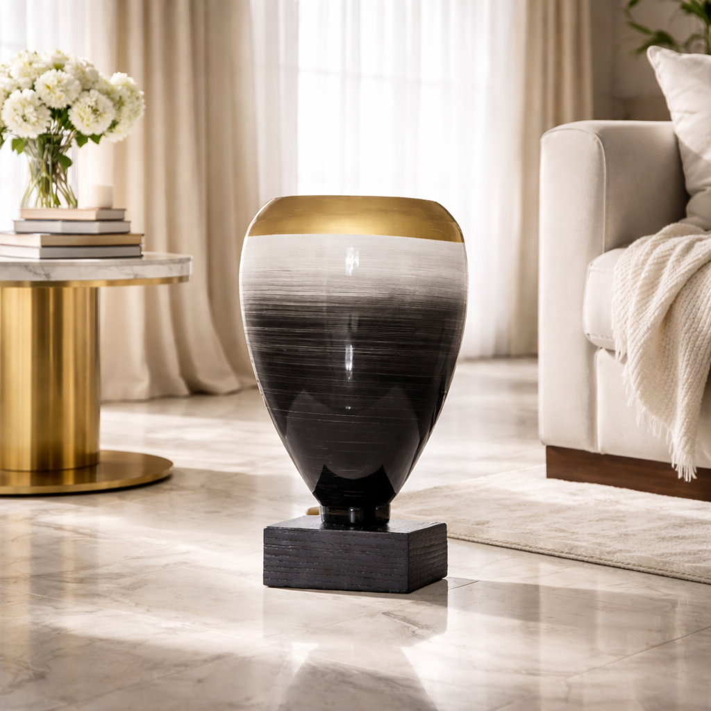 White  Brushed Slate Vase