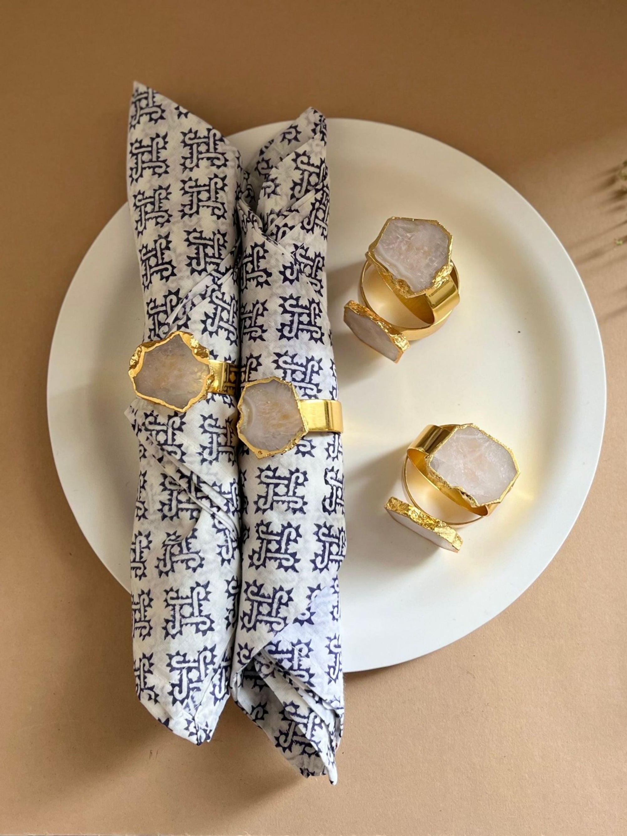 Crystal Agate Napkin Rings Set