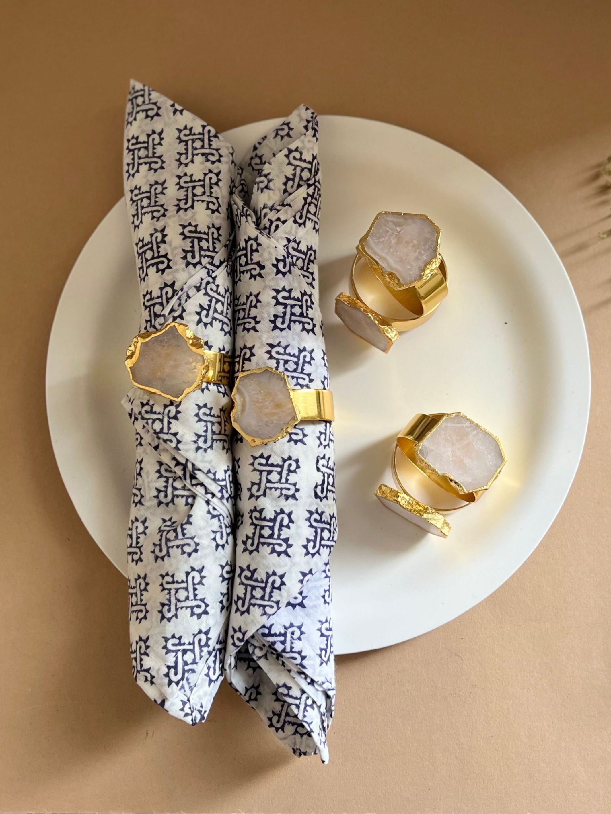 Crystal Agate Napkin Rings Set