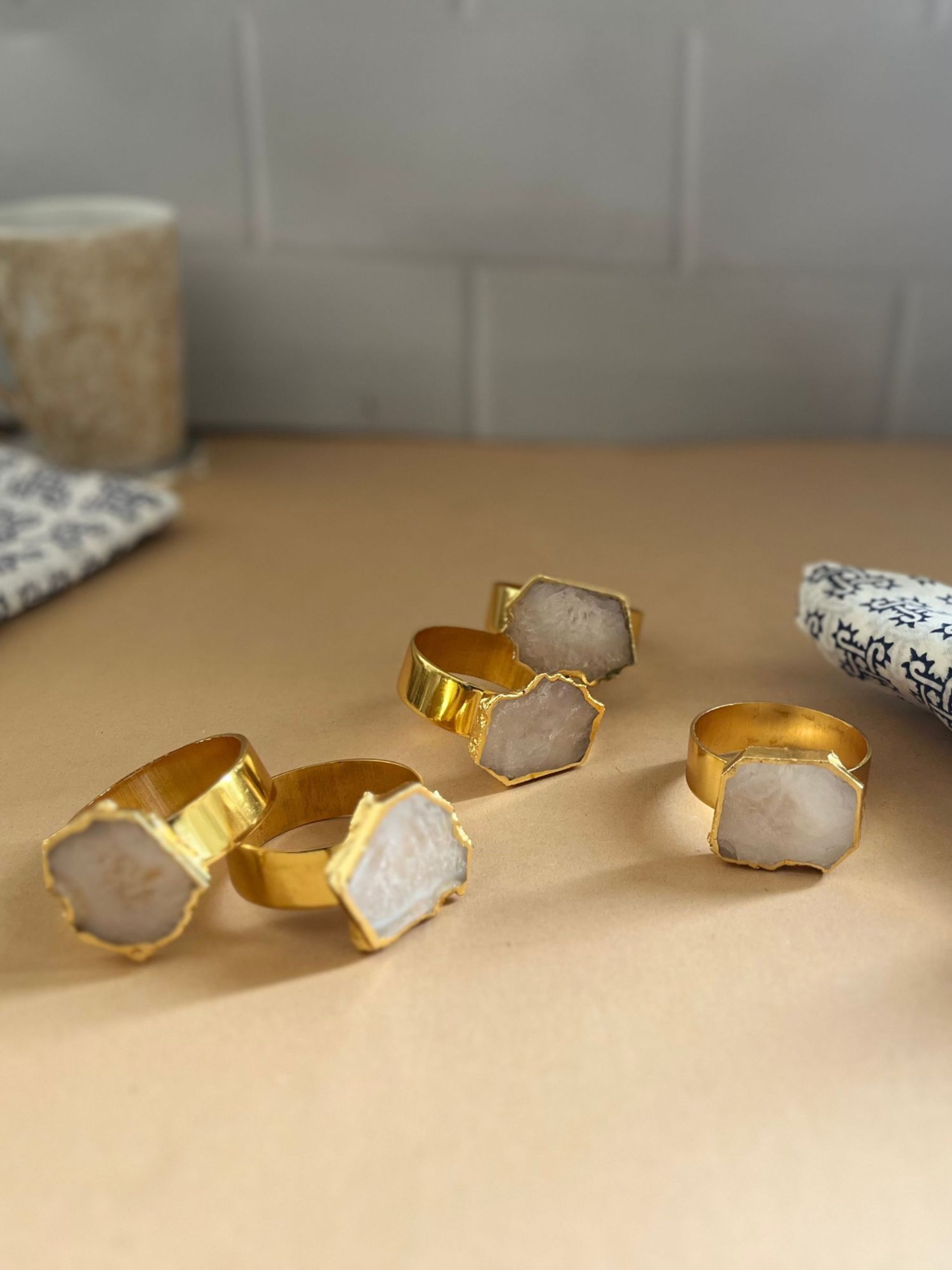 Crystal Agate Napkin Rings Set