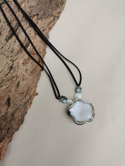 White Glass Petal Necklace