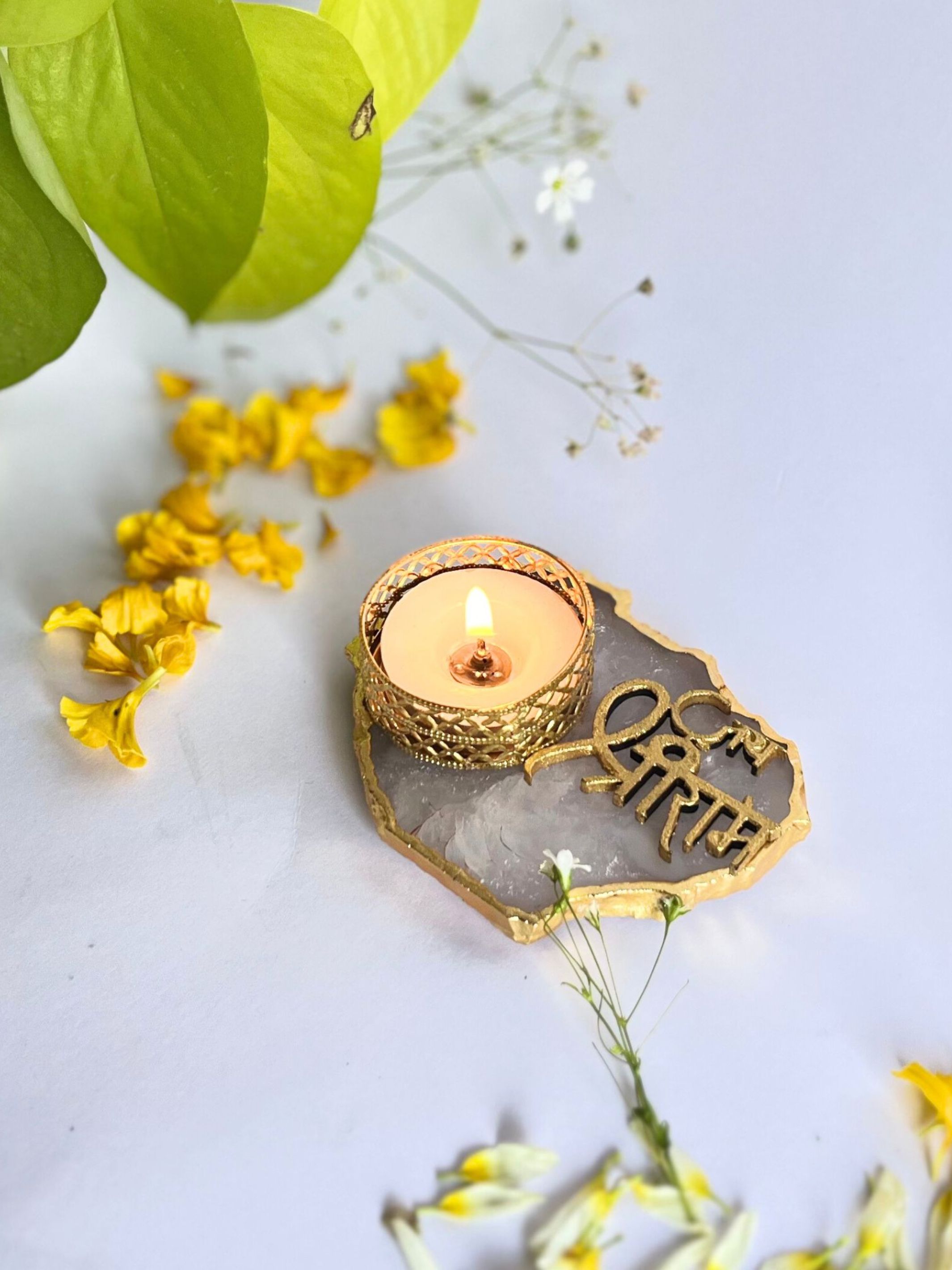 Jai Shree Ram Tea Light Candle Holder Set of 2