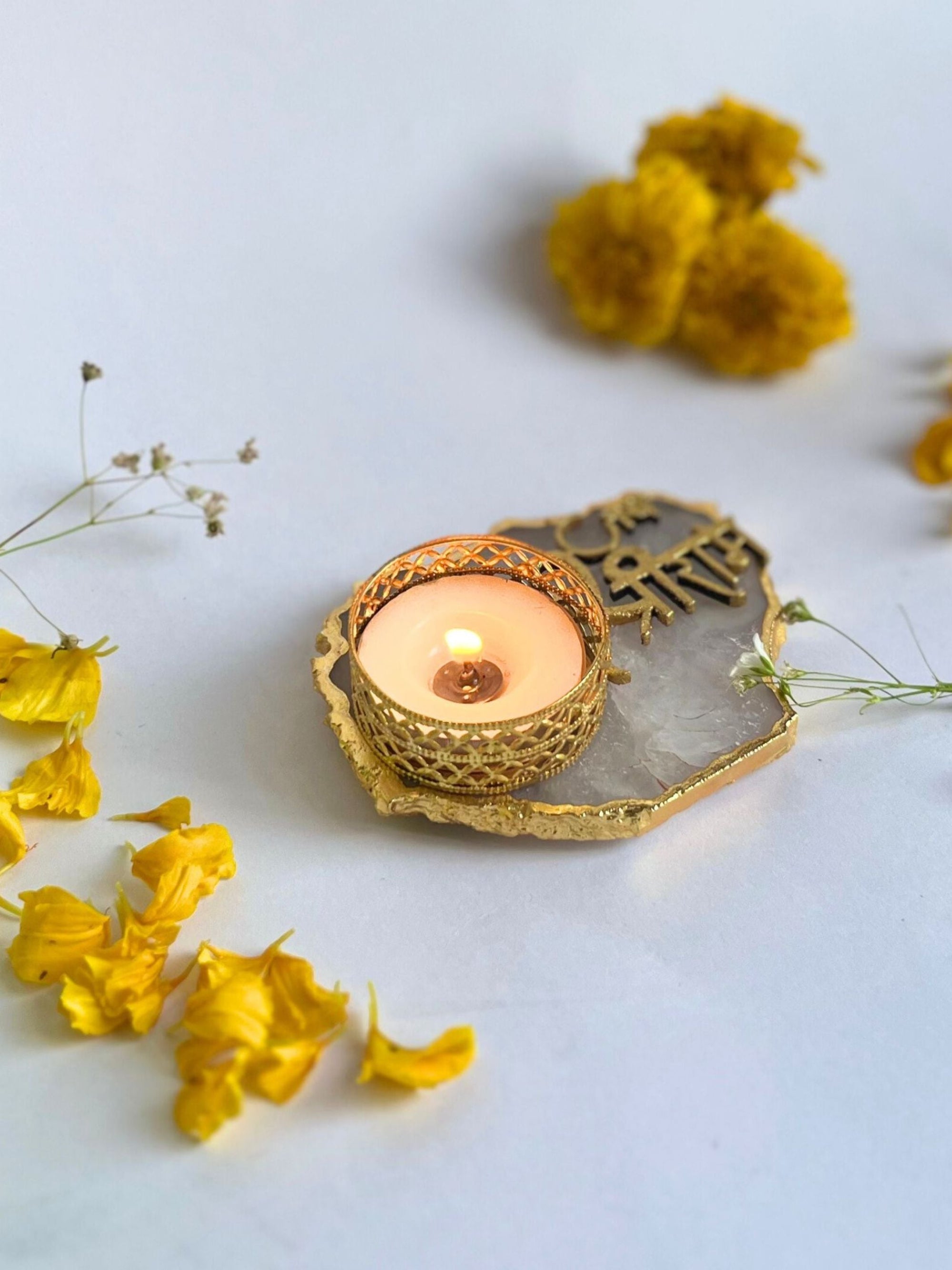 Jai Shree Ram Tea Light Candle Holder Set of 2