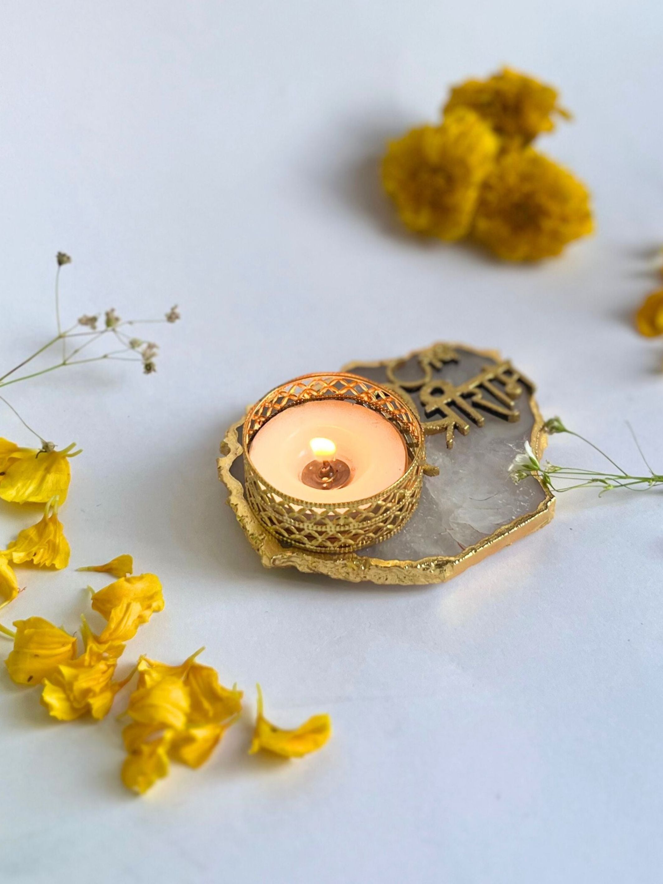 Jai Shree Ram Tea Light Candle Holder Set of 2