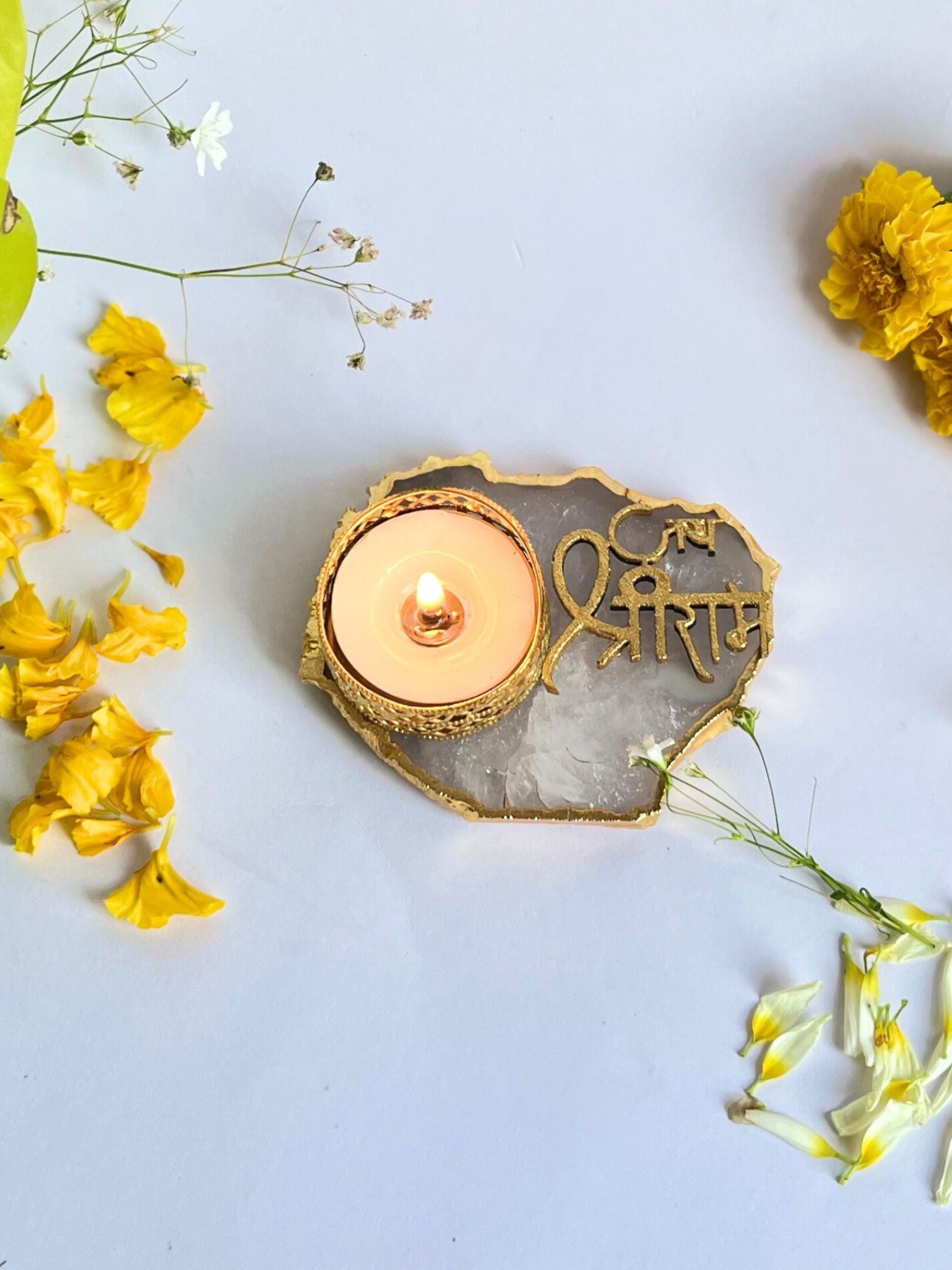 Jai Shree Ram Tea Light Candle Holder Set of 2