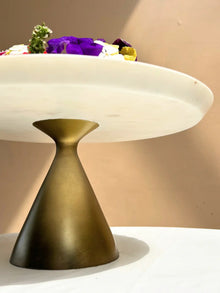 White Marble Cake stand with Gold Base